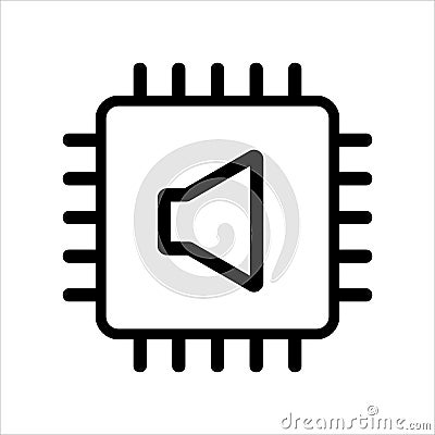 Computer cpu icon vector. computer cpu with sound icon. outline style icon vector concept Vector Illustration