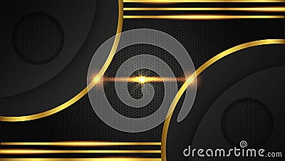 elegant and luxurious background with circles colored in light gold and black Vector Illustration