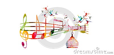 Creative music template vector illustration, colorful G-clef and music notes, music background. Musical design symbols for poster, Vector Illustration