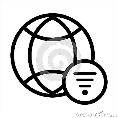 Globe icon vector. globe with wireless / wifi icon . outline style icon vector concept Vector Illustration