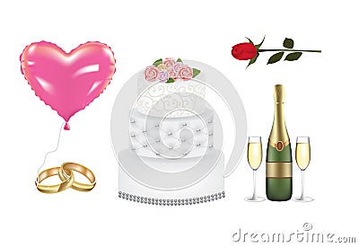 Weeding marriage set Vector Illustration