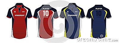 Sports POLO t-shirt jersey design template, mock up uniform kit with front and back in two color options for soccer and cricket Vector Illustration