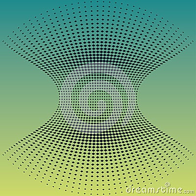 Tube optical 3D illusion vector illustration. Halftone tube inside view image. Spiral, tunnel. geometric background in halftone pa Vector Illustration