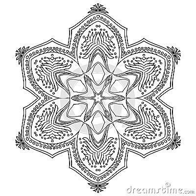 Hand drawing mandala, coloring page, circle mandala, black and white Vector Illustration