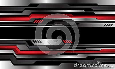 Abstract silver red metallic cyber pattern on black design modern technology futuristic background vector Vector Illustration