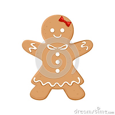 Christmas homemade gingerbread girl cookies isolated on white Vector Illustration