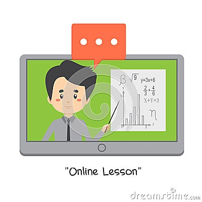 Stock Vector Teacher Teach Online Lessons Vector Illustration