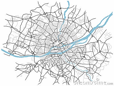 Nant city map. Monochrome line map of the scheme of road. Vector architectural background. Vector Illustration