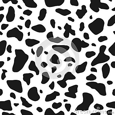 Seamless pattern. Cow or dalmatian. Spots. Black and white. Animal print, texture. Vector background. Vector Illustration