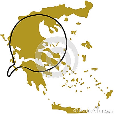 Greece map. Cyclades Islands. Art illustraton .Poster , card. Vector Illustration