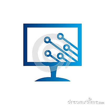 Computer Repair Logo. Computer Service Logo Vector. Laptop Technology, tech icon Vector Illustration