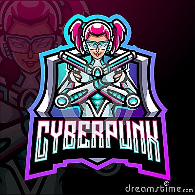 Cyber punk mascot. esport logo design Vector Illustration