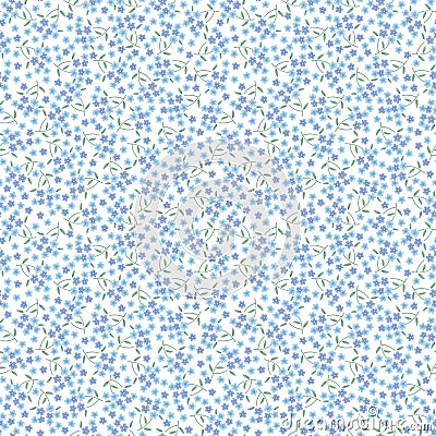 All Over Tiny Blue Flower With White Background, Seamless Pattern Vector Illustration
