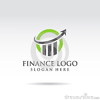 Finance Logo template. Green and black color. arrow and statistic concept. Vector illustrator eps.10 Vector Illustration