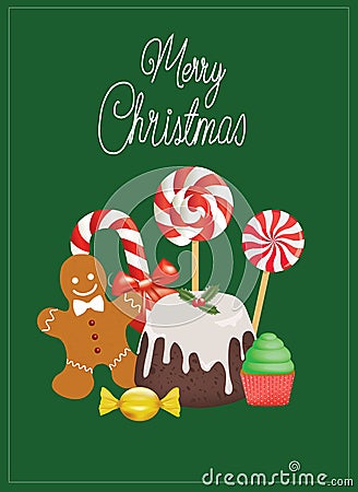 Christmas candies card Vector Illustration