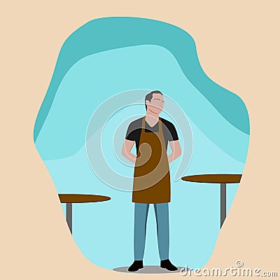 A barista or restaurant waiters Vector Illustration