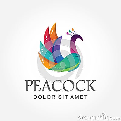 Awesome colorful gradient peacock logo design beautiful bird vector ready to use Vector Illustration
