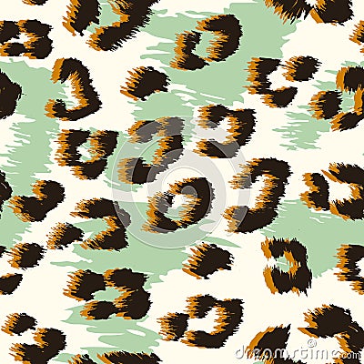 Seamless leopard cheetah animal skin pattern. Ornamet Design for women textile fabric printing. Suitable for trendy fashion use. Vector Illustration