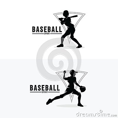 Set of baseball Sport Logo Design Vector Illustration