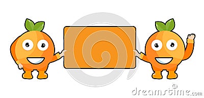 mascot illustration of an orange holding a blackboard Vector Illustration