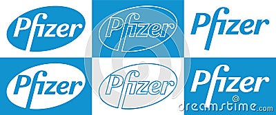 Pfizer Vector Logo - Latest Blue Color Set - American pharmaceutical corporation that research and development vaccines and medica Vector Illustration