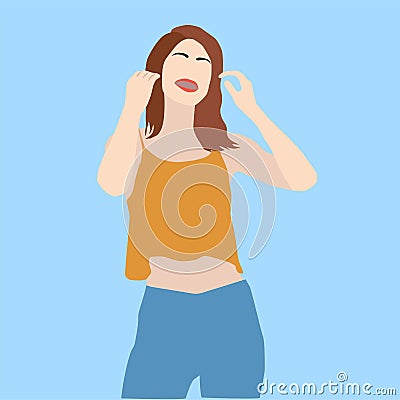 Beutiful girl in brown shirt vector illustration Vector Illustration