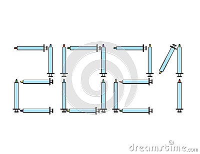 2021 numbers shape with colorful vaccine injectors, corona free 2021 Vector Illustration