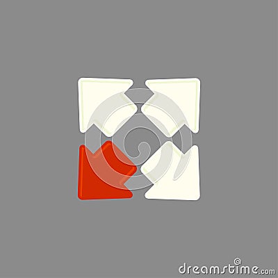 Set of Arrows Pointing Towards Four Directions Flat Vector Vector Illustration