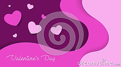 Valentine`s Day Paper Cut Bckground Illustration Vector. Stock Photo