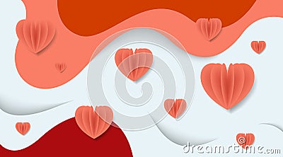 Valentine`s Day Paper Cut Bckground Illustration Vector. Stock Photo