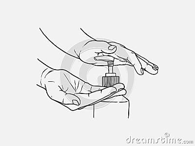 PrintPump alcohol gel Hand sanitizer Alcohol-based hand rub. Rubbing alcohol. Wall mounted soap dispenser. Wall hanging hand wash Vector Illustration