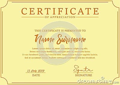 certificate of appreciation background design template Vector Illustration
