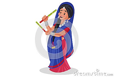 Vector graphic illustration of Indian Gujarati Woman Vector Illustration