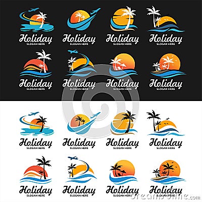 Set of Summer holidays design Labels. Vector Illustration