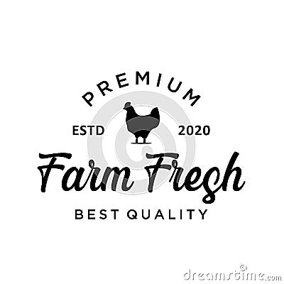 Chicken farm logo vintage premium quality. Fresh eggs logo. Premium element design packaging Vector Illustration