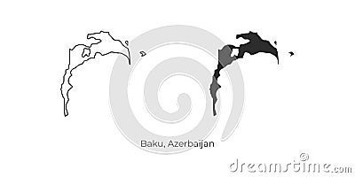 Simple vector illustration of map Baku, Azerbaijan. Vector Illustration