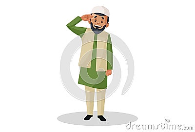 Vector graphic illustration of Indian Muslim Man Vector Illustration
