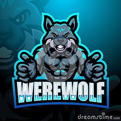 Werewolf mascot esport logo design Vector Illustration