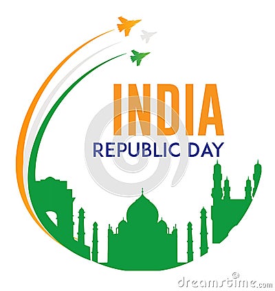 26 January Republic Day of India with famous places in india Stock Photo