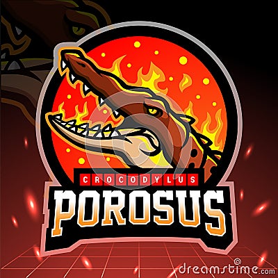 Crocodylus porosus mascot. esport logo design Vector Illustration