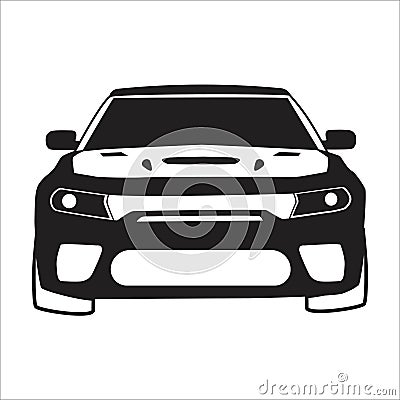 American muscle car dodge charger vector illustration black and white Cartoon Illustration