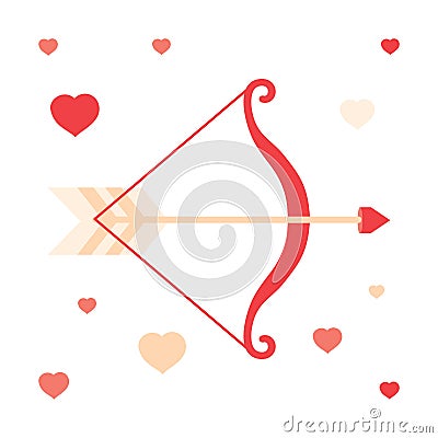 Cute archery arrow with heart, Valentines Day Element Cartoon Illustration