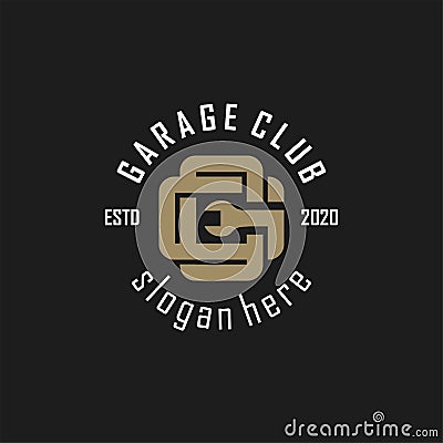 Letter G and C logo, Garage club badge, label. Car repair logo Vector Illustration