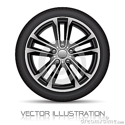 Realistic aluminum wheel car tire style sport on white background vector Vector Illustration