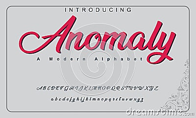 Anomaly font. Elegant alphabet letters font and number. Vector Illustration