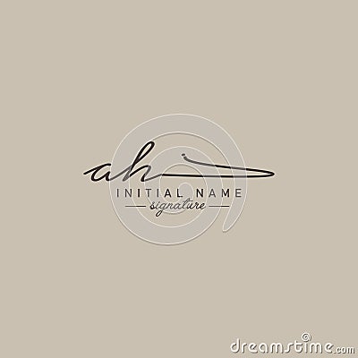 Initial Letter AH Logo - Hand drawn Signature Logo Vector Illustration