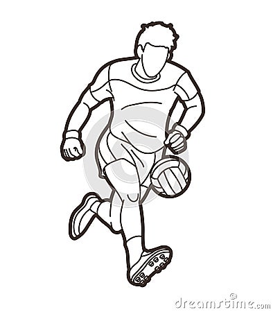 Gaelic Football Male Player Cartoon Graphic Vector Vector Illustration