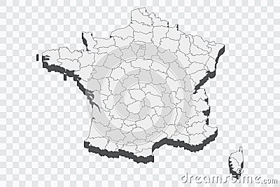 3D map illustration of France Departments Cartoon Illustration