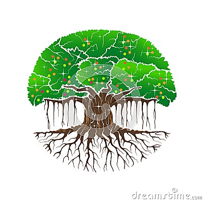 Printable banyan tree image Vector Illustration