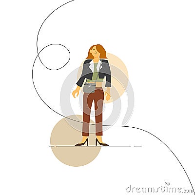 Calm girl flat character design with fashionable jacket Vector Illustration